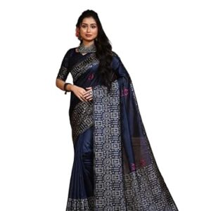 Tussar Silk Handloom Saree With Kalamkari Weaving Rich Pallu And Border Running Blouse Piece