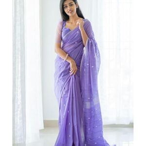 SGF11 Women's Kanjivaram Soft Cotton Linen Silk Saree With Blouse Piece