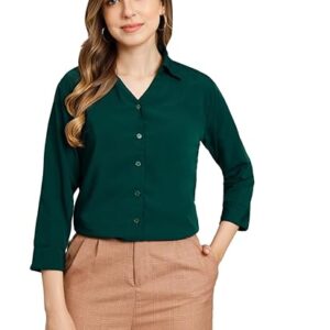 FUNDAY FASHION Women Regular Fit Solid V Collered Casual Shirt
