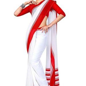 Uniform Sarees Corp Grey White Premium Georgette Mother Teresa Hospital Uniform Sarees for Housekeeping Staff (1622-CC)