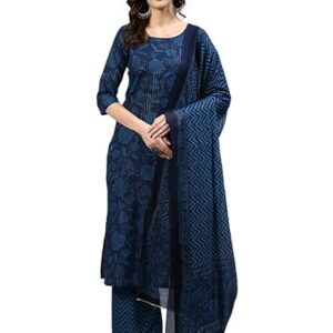 Women's Blue Kurta Palazoo and Dupatta Set