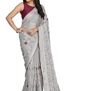MANOHARI MOST TRENDY EMBROIDERY SAREE WITH UNSTICH BLOUSE PIECE