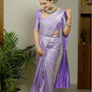 SIRIL Women's Banarasi Soft Silk Saree Pure Silk with Unstitched Blouse Piece