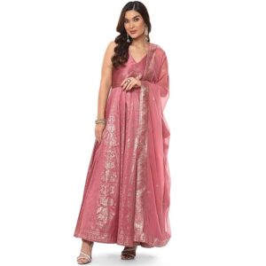 BIBA Women Polyester Printed Fitted Salwar Kurta Dupatta