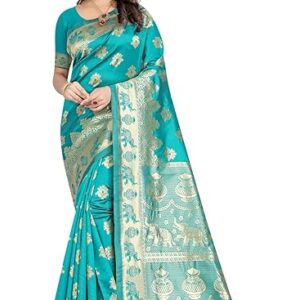 Sugathari Women's Banarasi Saree Pure Kanjivaram Silk Saree Soft new ladies 2023 Design Wear Pattu Sarees Latest Cotton Party Sari collections With Blouse Piece for Wedding sadi (SAM SAN 9016)