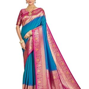 Garden Vareli Banarasi Silk Jacquard Saree Rich Pallu and Zari Border with Unstitched Blouse Piece