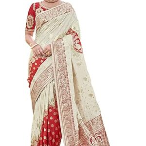 MANOHARI adorable woven pattern Banarasi Silk saree for women with Blouse Piece