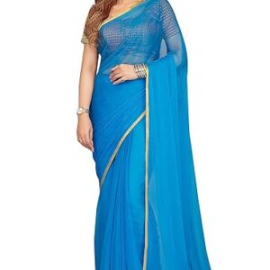 RANI SAAHIBA Women's Chiffon Printed Saree With Blouse Piece