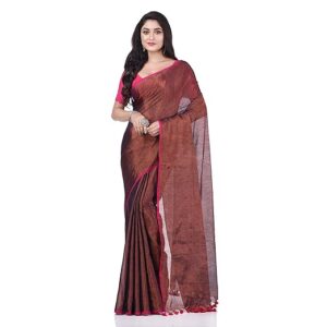 dB DESH BIDESH Women`s Bengal MayurKonthi Color Changer Tissue Pure Handloom Cotton Saree With Blouse Piece