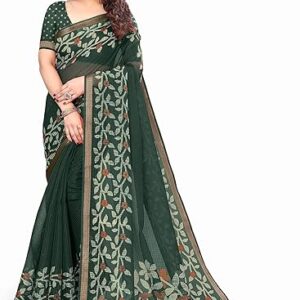 MIRCHI FASHION Women's Kota Doriya Cotton Blend Printed Saree with Blouse Piece