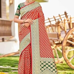 MANOHARI adorable woven pattern Banarasi Silk saree for women with Blouse Piece