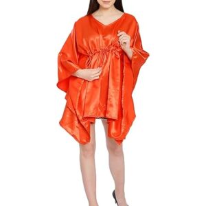 InTrend Forever Satin Solid Kaftan Dress for Women |Nighty Western tunic topwear| Free Size | Waist String |Midi Dress |loungewear |Kimono| Beach Wear | Silk Dress| Shiny Kaftan for Girls