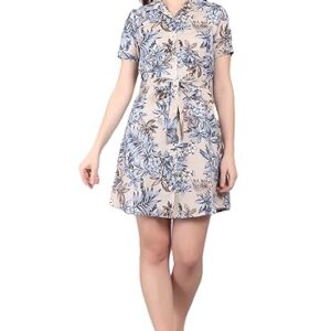 WEAR & VIBE Women's Fit and Flared Midi Dress | Collar Neck Half Sleeve Dress | One Piece Dress for Women | Trendi Women's Dress