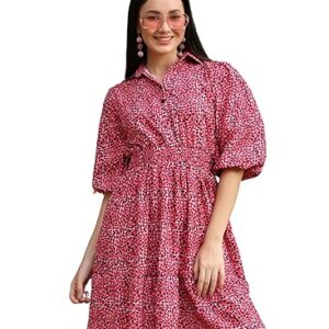 DHRUVI TRENDZ Women's Dress | One Piece Dress for Women | Standard Length Dresses for Women | Trendi Dress for Women | Dress